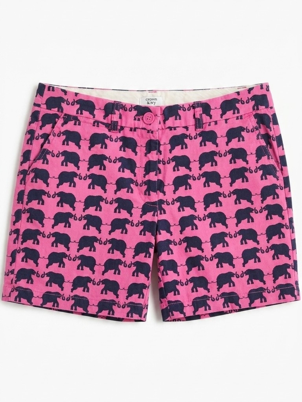 Crown & Ivy Pink and Navy Elephant Print Shorts